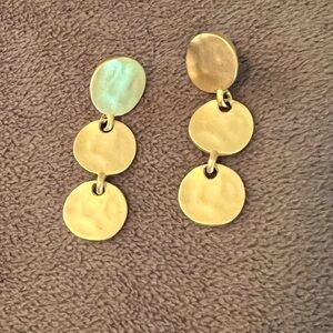 Gold three coin dangle earrings